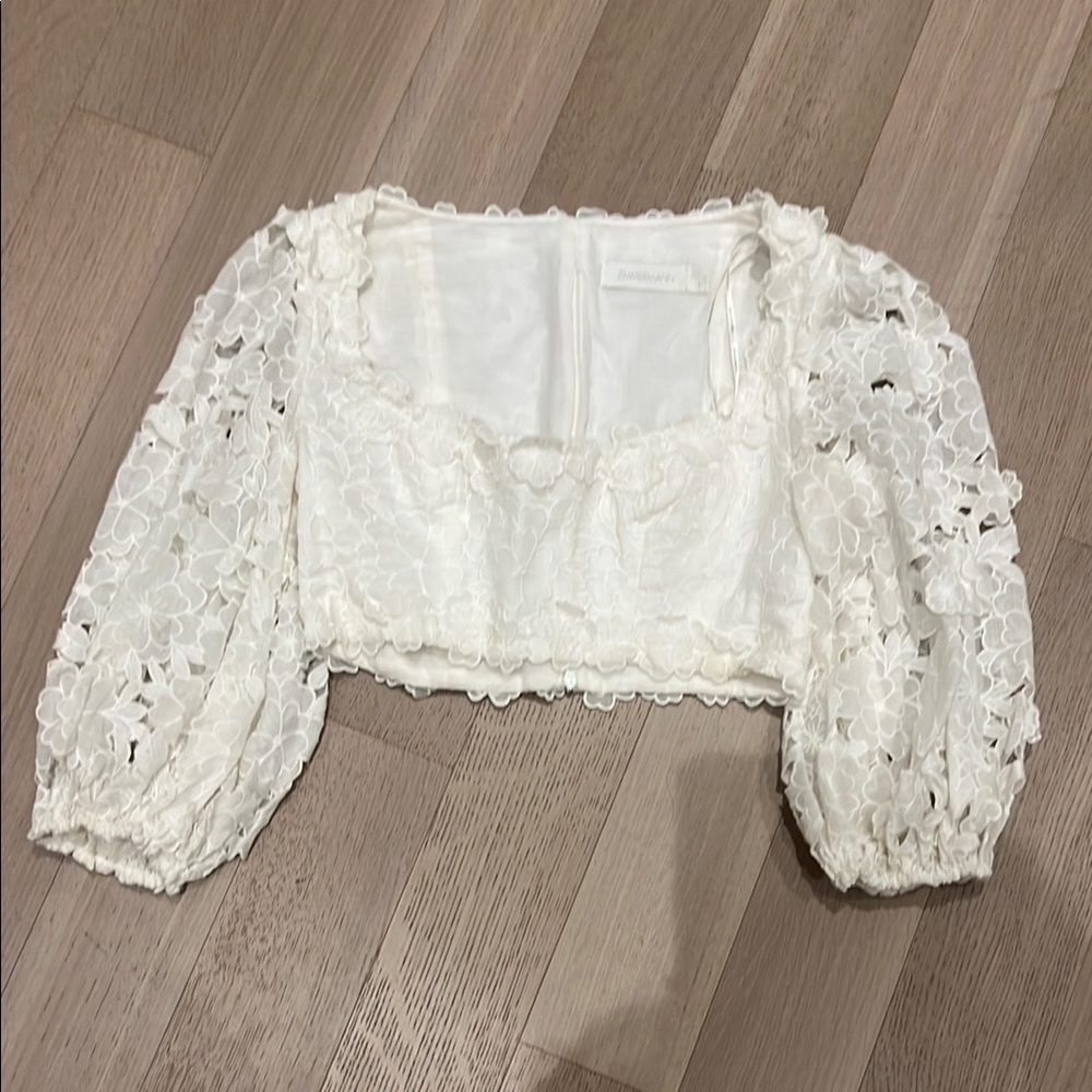 Zimmermann Ivory Floral Lace Blouse
